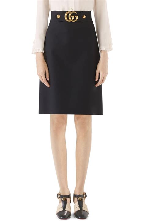 gucci a-line double g crepe skirt|Gucci Double G Wool & Silk Crepe A.